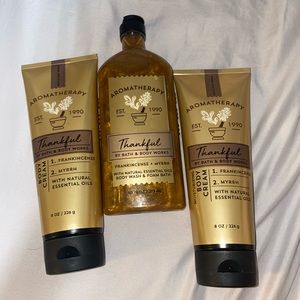 Set of 3 scent thankful body lotion/cream and body wash/bubble bath B&BW